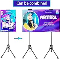 Vista 7 de Soporte para póster para exhibición, trípode ajustable de 80 pulgadas, soporte retráctil para tablero de póster, soporte de pancarta de doble cara