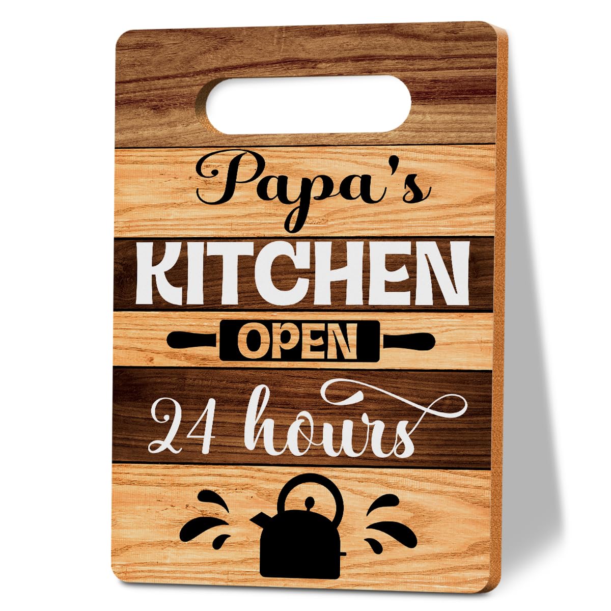 Papa Gifts, Papa Cutting Boards for Kitchen, Kitchen Wall Art Cutting Boards Gift, Papa's Kitchen Open 24 Hours Cutting Board Wood, Fathers Day Birthday Gifts for Papa 8 x 12 Inch