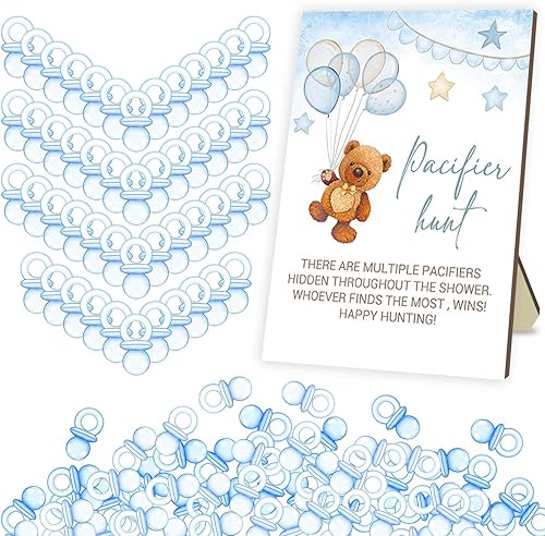 Juego de caza de chupetes juegos de baby shower, tema de globo de oso pequeño, ideas de baby shower, juegos de fiesta, suministros de fiesta de