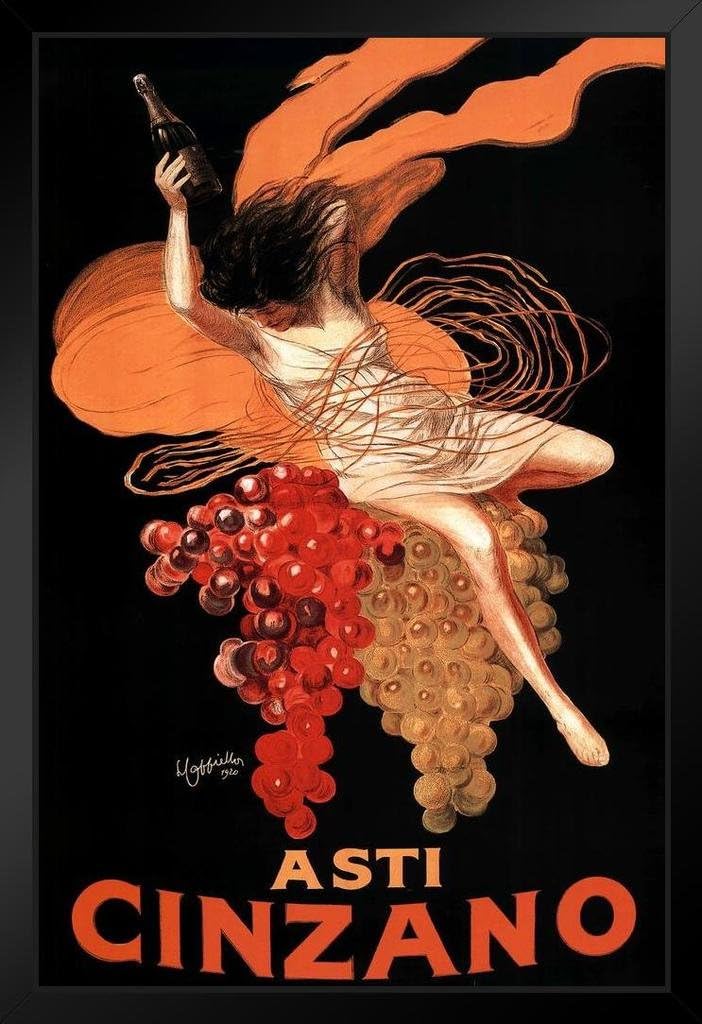 Leonetto Cappiello Asti Cinzano Art Deco Liquor Vintage French Wall Art Nouveau 1920 Booze Poster Print French Advertising Black Wood Framed Art Poster 14x20
