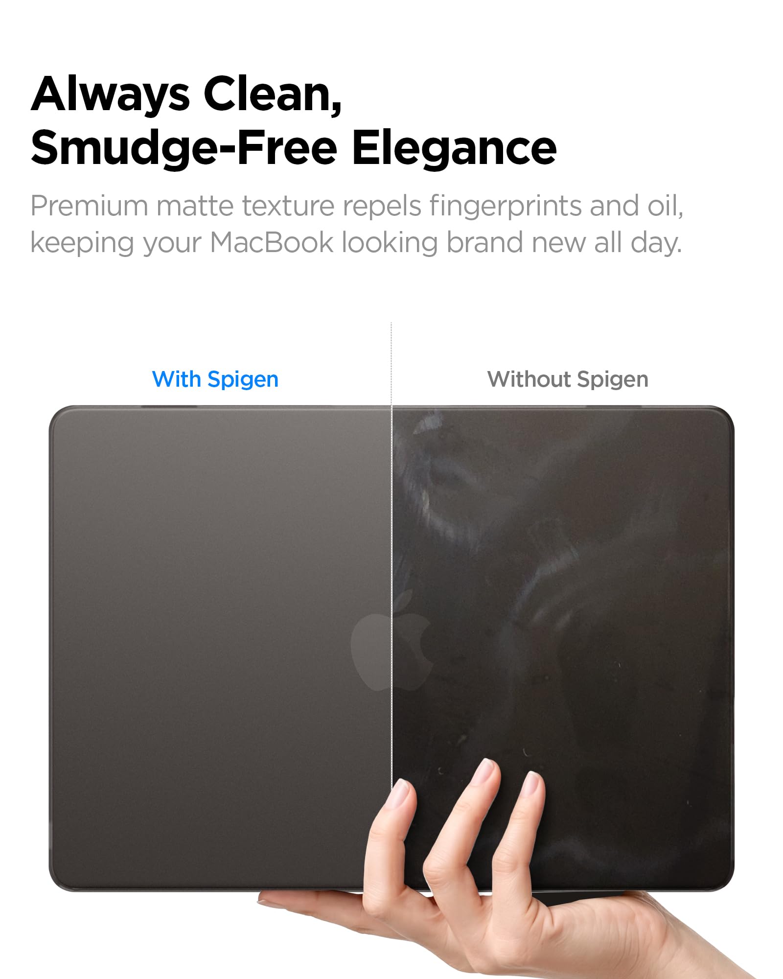 Spigen Air Skin Coque Rigide Transparent Compatible MacBook Air 13 M5 M4 M3 M2 2026-2022 Noir Givré
