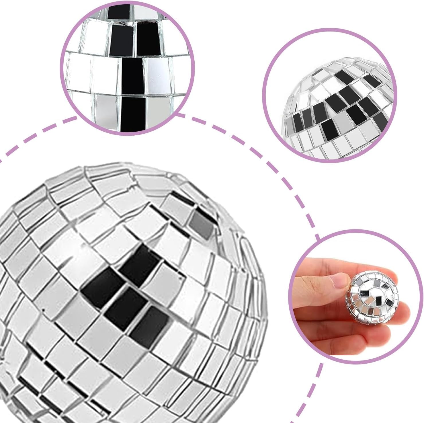 32-Piece Silver Disco Ball Decor Set for Cakes, Cupcakes, and Party Themes - 4 Sizes Included for Versatile Use - Image 3