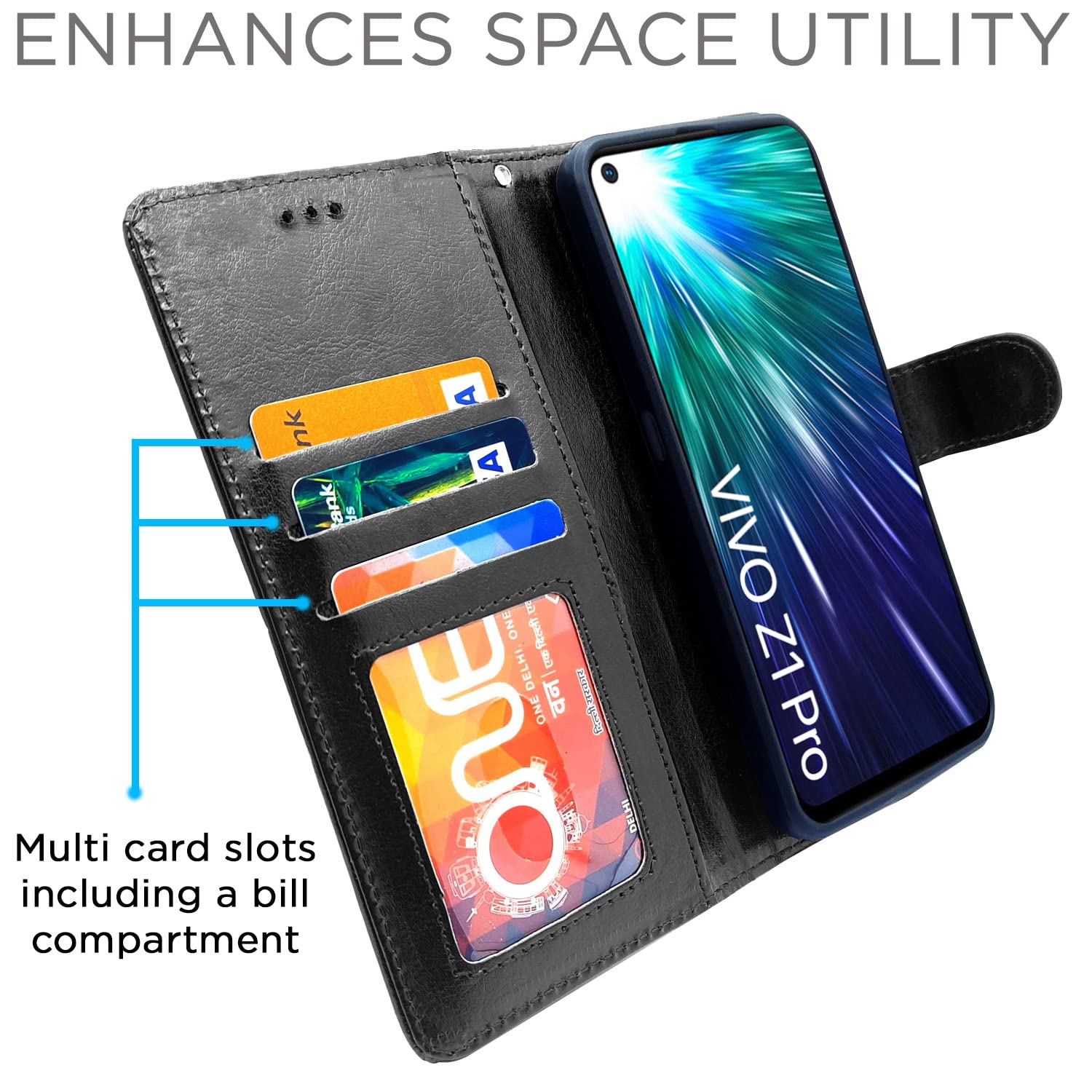 Pikkme Vivo Z1 Pro Flip Case - Leather & TPU Protection -3 Pikkme Vivo Z1 Pro Flip Case - Leather & TPU Protection -3