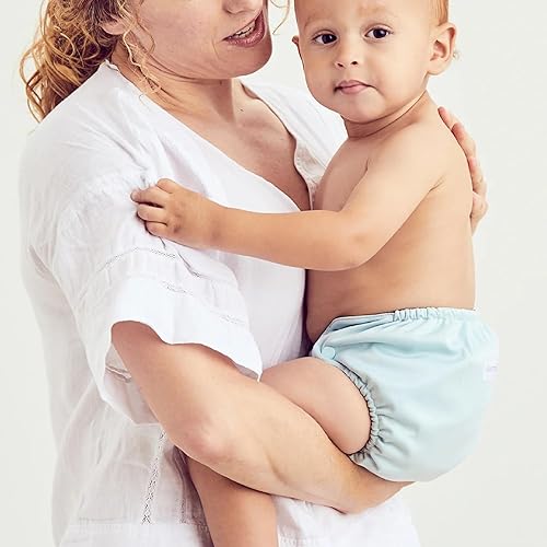 Miniatura 5 de Esembly Juego de pañales de tela, 3 interiores absorbentes orgánicos y 1 funda de pañales impermeable, a prueba de golpes, reutilizables, lavables