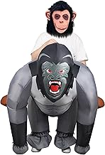 Joliyoou Halloween Funny Costume, Inflatable Ride-on Gorilla Costume Air Blown Fancy Pants for Adults Role Play Holiday Costume Party