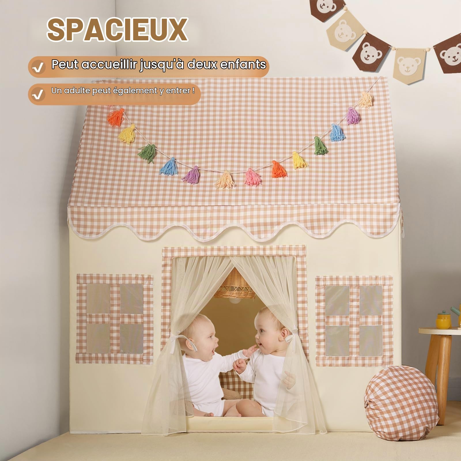 Wilwolfer Cabane d'intérieur de Jeu pour Enfants avec Tapis, Certifié EN71