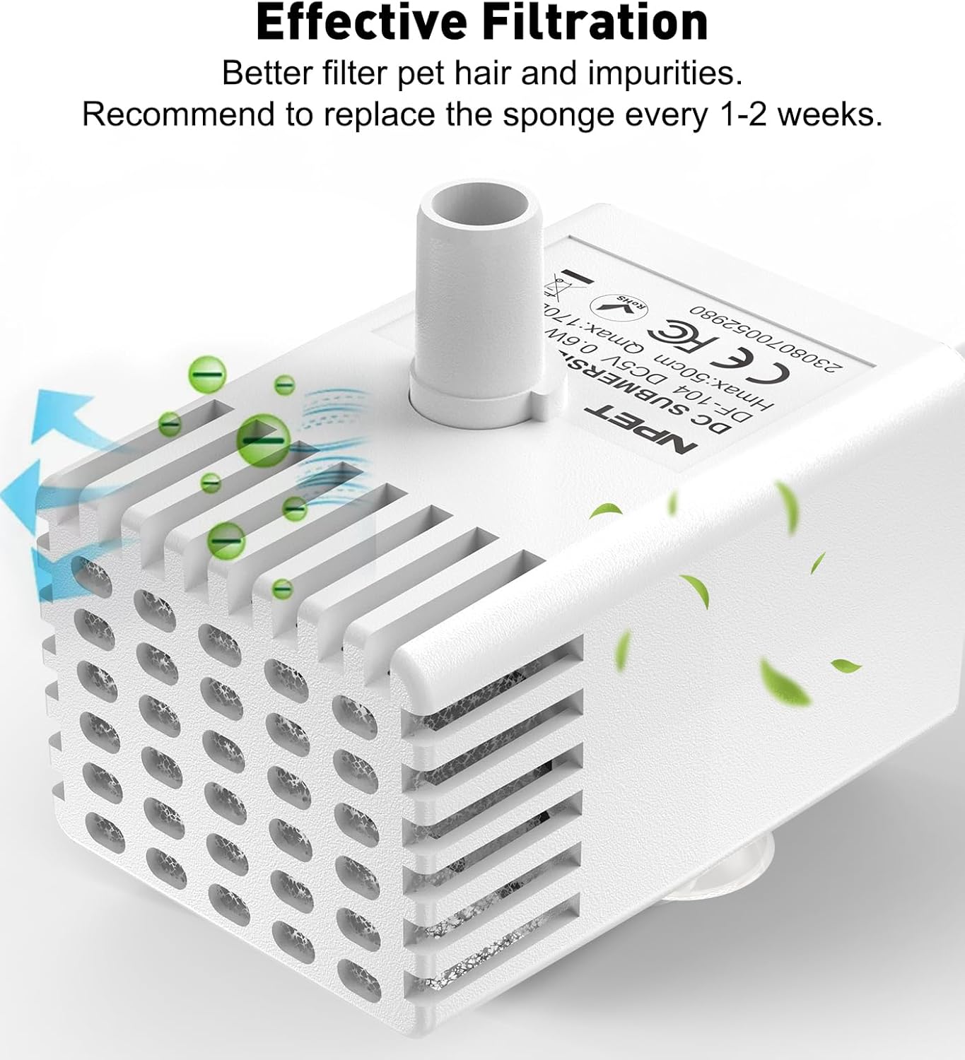 NPET Stainless Steel Cat Water Fountain, 1Gallon/135oz Automatic Pet Drinking Fountain with LED Water Pump