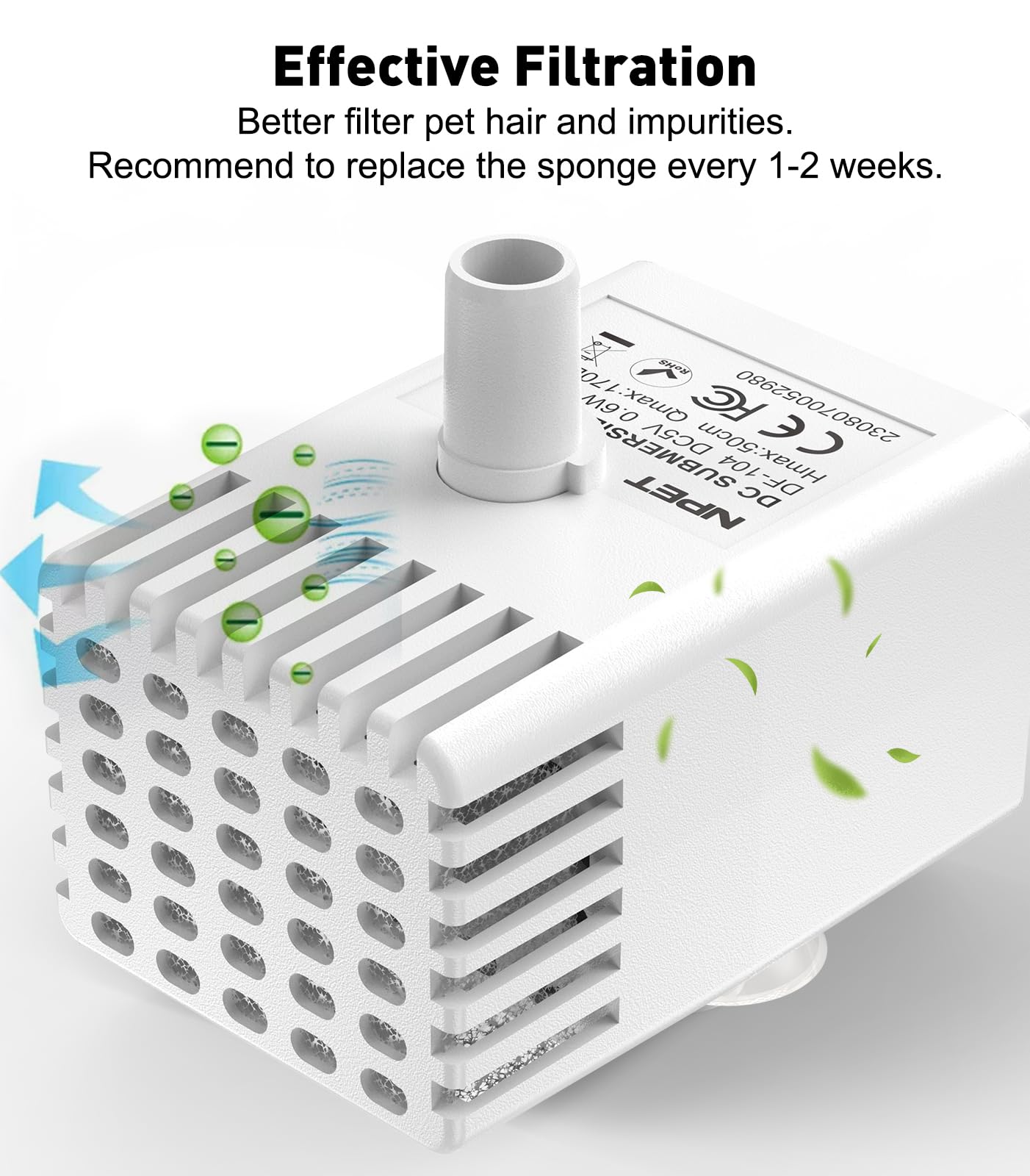 NPET Stainless Steel Cat Water Fountain, 1Gallon/135oz Automatic Pet Drinking Fountain with LED Water Pump - image 7