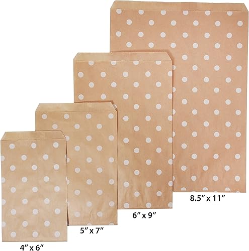 Miniatura 7 de CuteBox - Bolsas de regalo de papel de estraza con lunares blancos, 100 unidades (5 x 7 pulgadas) para mercancías, manualidades, recuerdos de