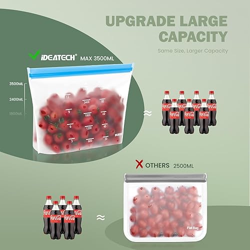 Miniatura 3 de Bolsas de almacenamiento reutilizables aptas para lavavajillas, bolsas de sándwich PEVE reutilizables sin BPA, bolsas de silicona para