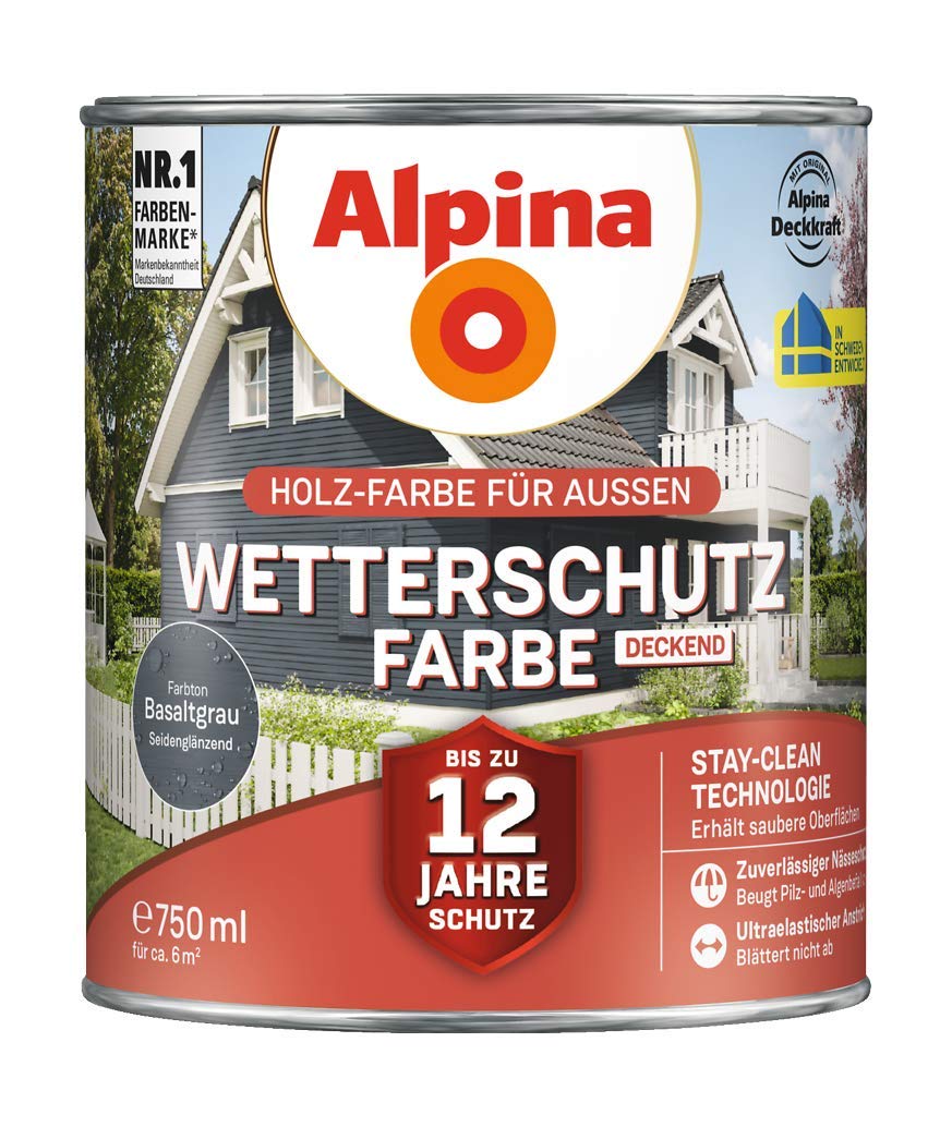 Alpina Wetterschutz-Farbe deckend Basaltgrau