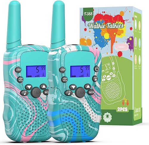Selieve Juguetes de regalo para niños de 3, 4, 5, 6, 7, 8 años, walkie talkies para niños de largo alcance, paquete de 2 con 22 canales, linterna