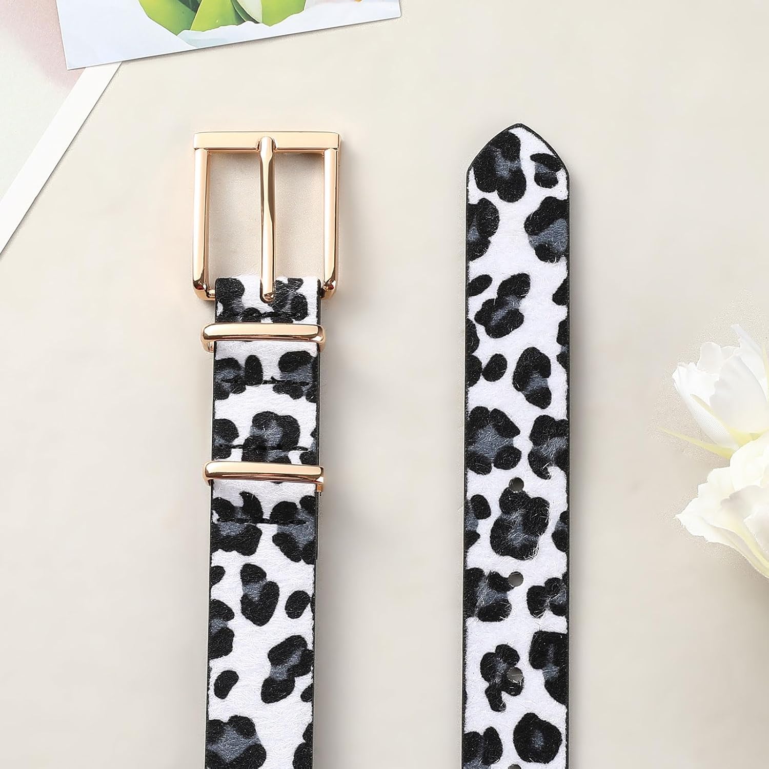Leather Belt for Women Casual Waist Belt Ladies with Gold Buckle for Jeans Pants Dresses - Image 3