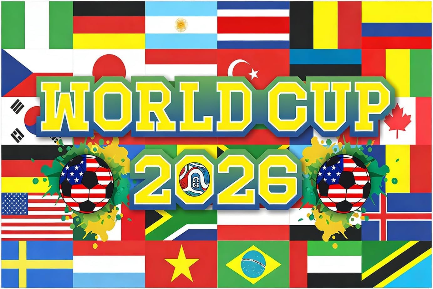 Football Match 2026 Merchandise, Football Banner for Sports Events, Large Decorative Flag for Stadium Atmosphere, Premium Quality Football Match 2026 Merchandise（90 * 150cm）
