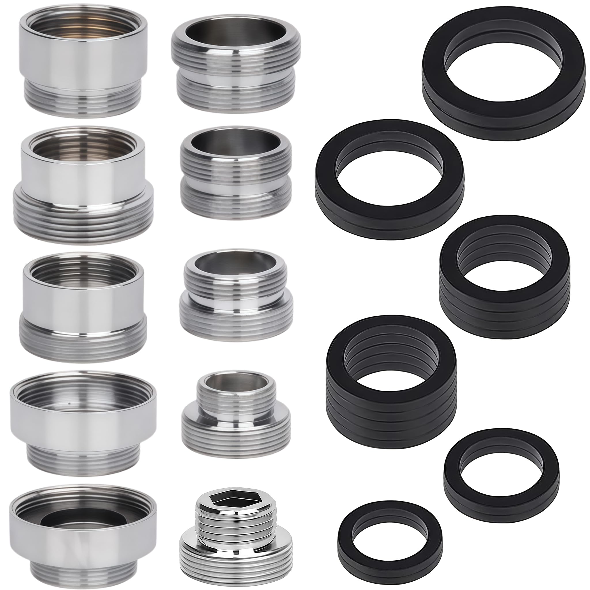 Set da 10 Adattatori Universali per Rubinetto in Ottone, Raccordo Doppio Maschio/Femmina per Tubo da Giardino, Frangigetto, Lavandino & Cucina, Impermeabile e Anti-Corrosione
