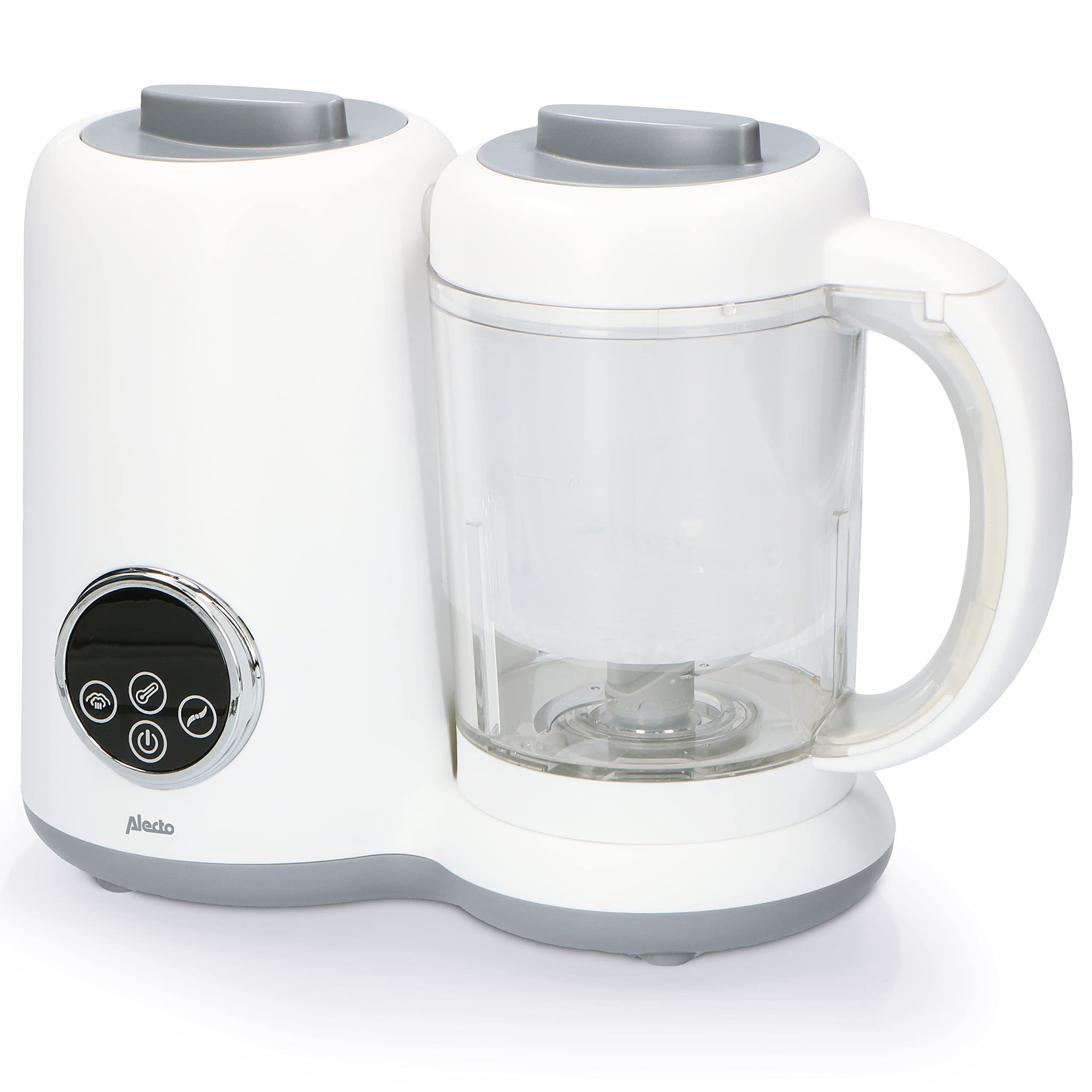 Alecto BFP-66 robot bébé - 5 en 1 - cuisson vapeur/mélange & purée/chauffage/stérilisation biberons & tétines/chauffe biberon - blanc