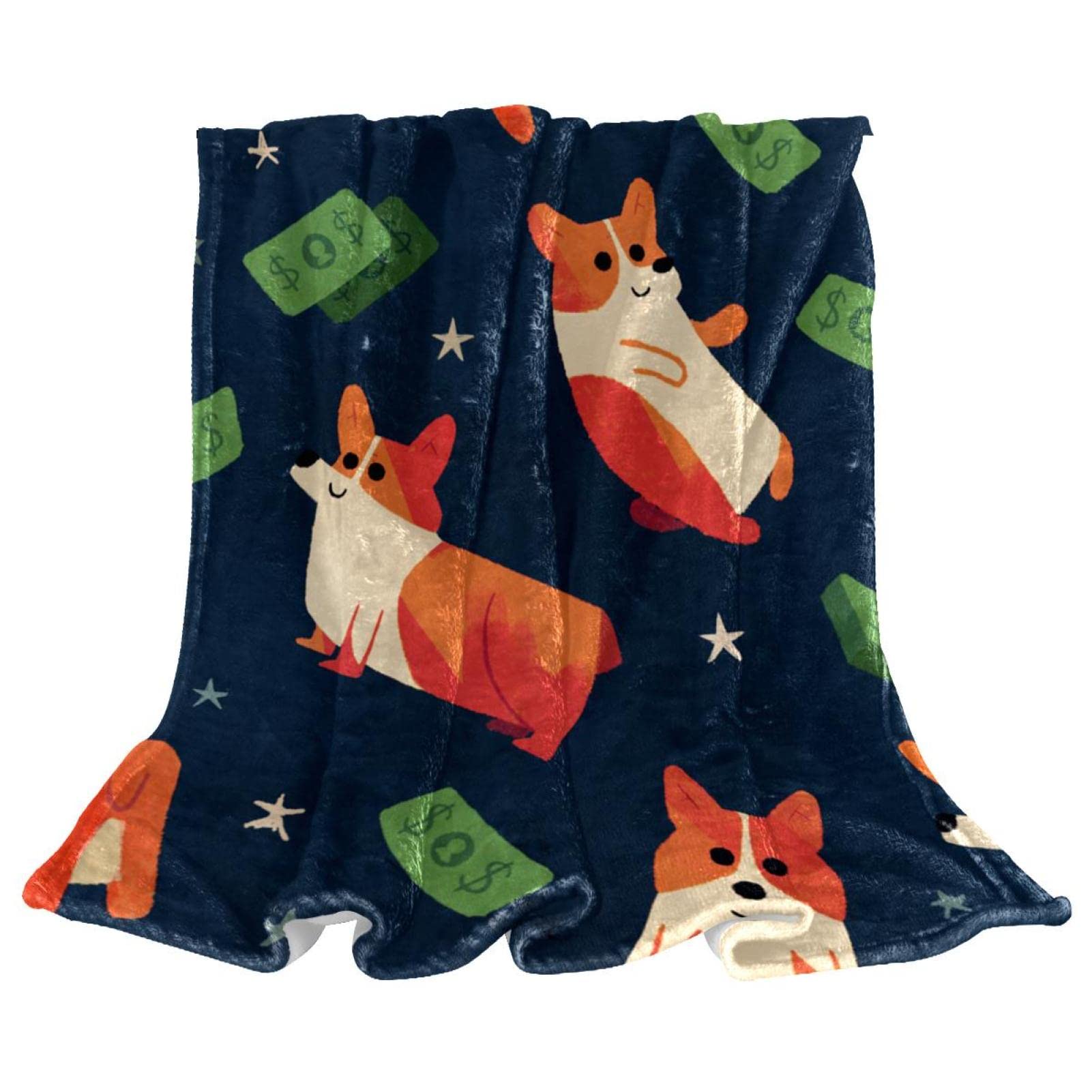 Couverture polaire chien corgi mignon pour lit et canapé