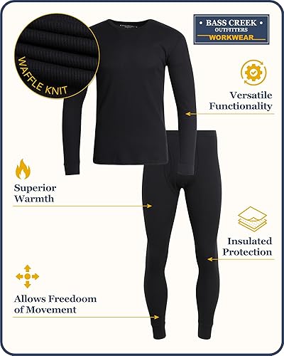 Miniatura 2 de Bass Creek Outfitters Conjunto de ropa interior térmica para hombre, camisa de punto gofre de 2 piezas y pantalones largos, juego de capa base para