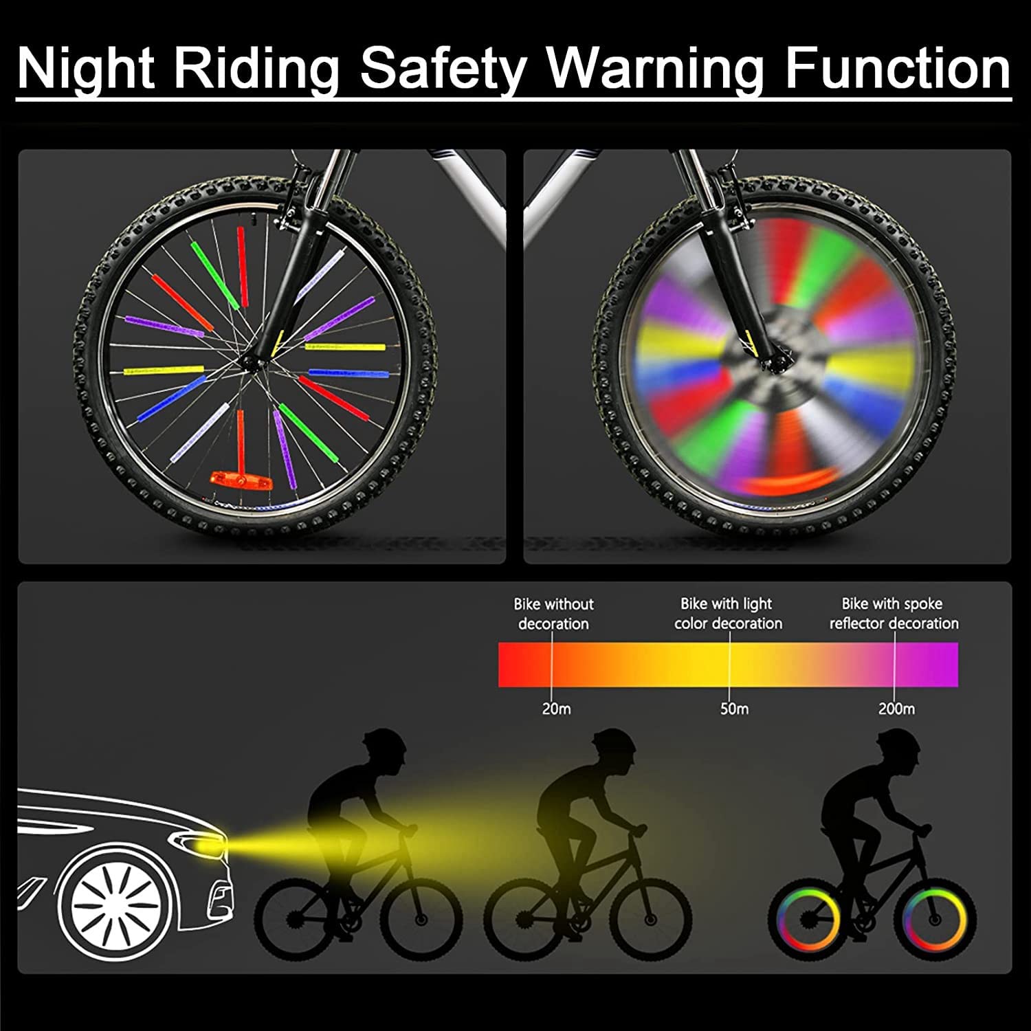 84 Réflecteurs De Rayons De Vélo – Visibilité à 360°, Fixation Facile, Pour Une Conduite Sûre La Nuit