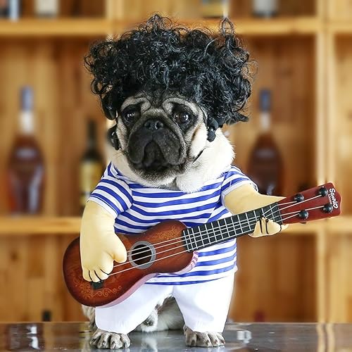 Miniatura 3 de Idepet Disfraz de Halloween para mascotas, divertido disfraz de guitarra para perro, ropa para mascotas, traje para cachorros, perros pequeños y