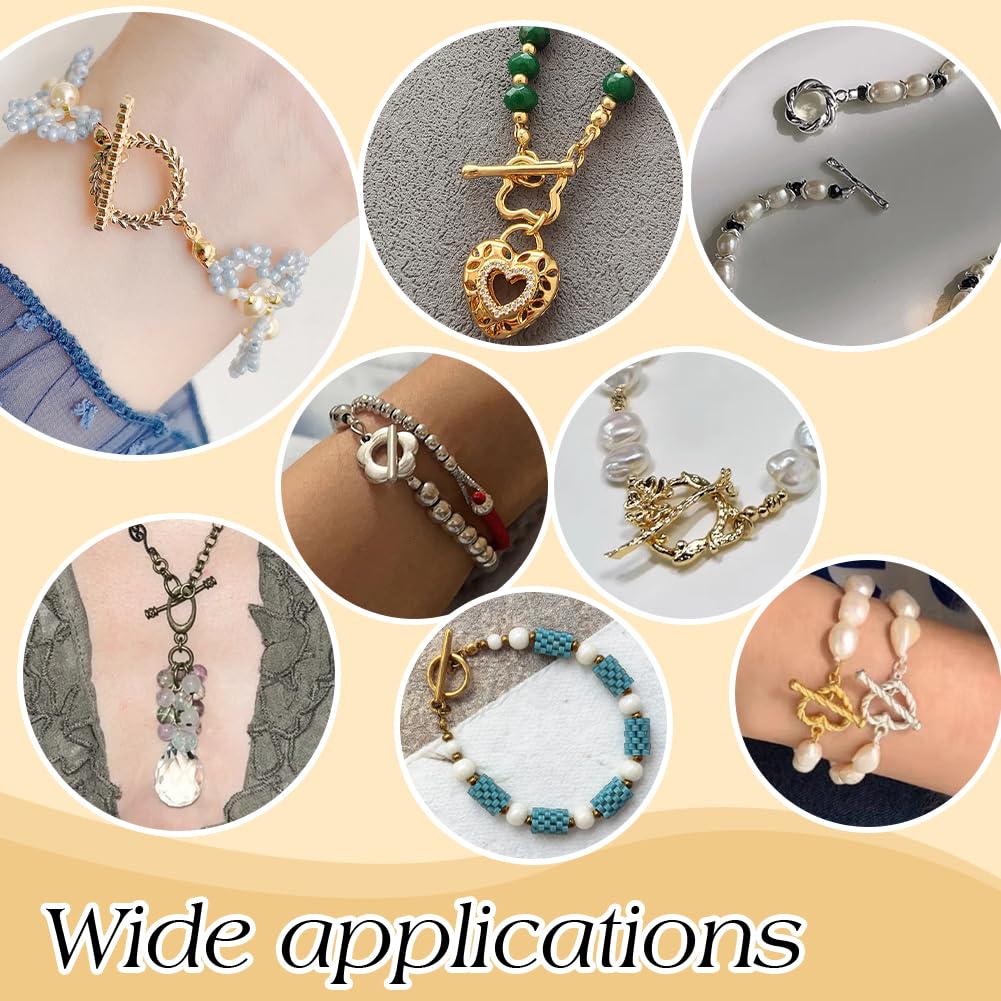 PH PandaHall 60 Set Fermagli a Levetta Gioielli in Lega 15 Stili Fermagli T-Bar Chiusura Anello Fiore Cuore Connettori per Bracciali Collane Creazione di Gioielli