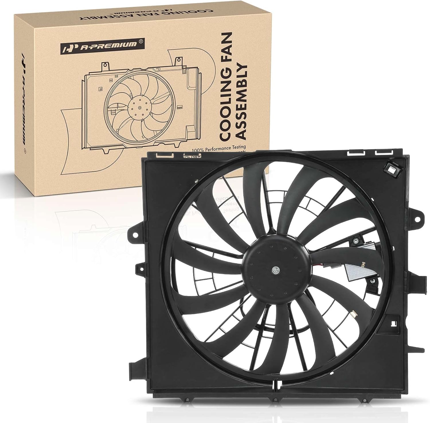 A-Premium Engine Radiator Cooling Fan Assembly Compatible with Select Cadillac Models - CTS 2014-2015, ATS 2013-2015 - Replace# 84001484, 23190331