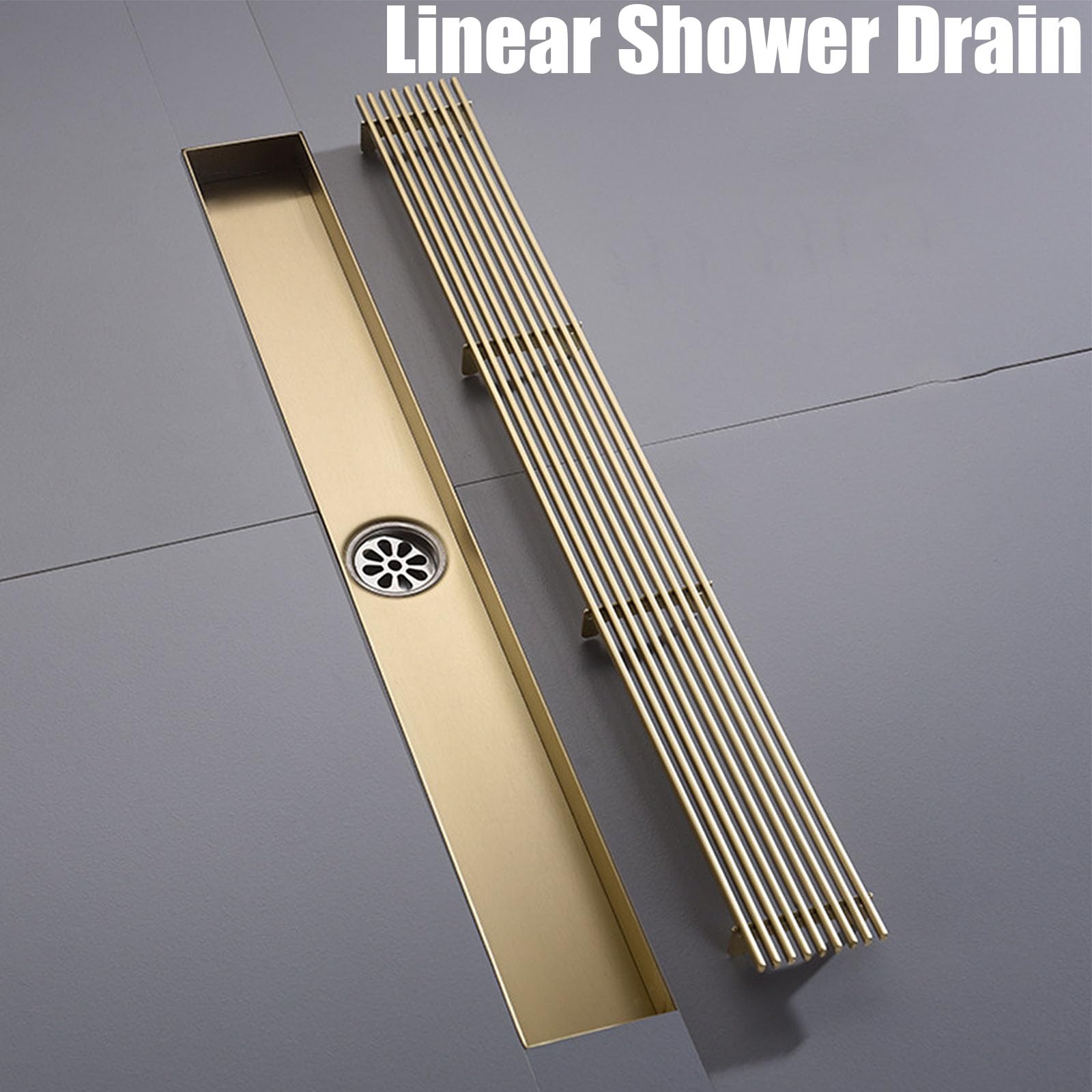 Desagüe de Piso, desagüe Rectangular para Ducha con colador para Cabello, Rejilla de desagüe de Acero Inoxidable para baño.