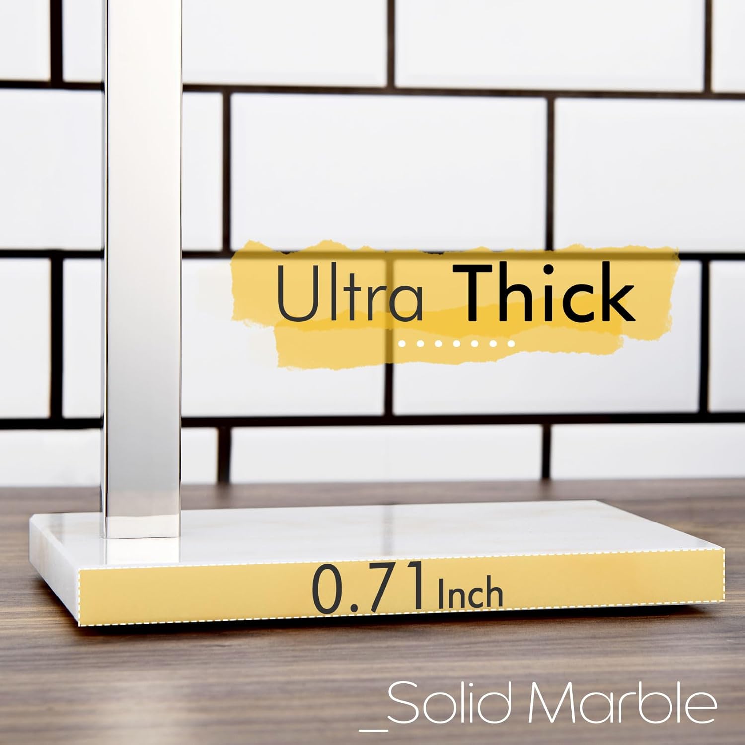 KOKOSIRI Hand Towel Holder Stand Towel Rack with Steady Marble Base for Bathroom Vanity Countertop, Polished Stainless Steel 15.7'' Height THS0006-CH