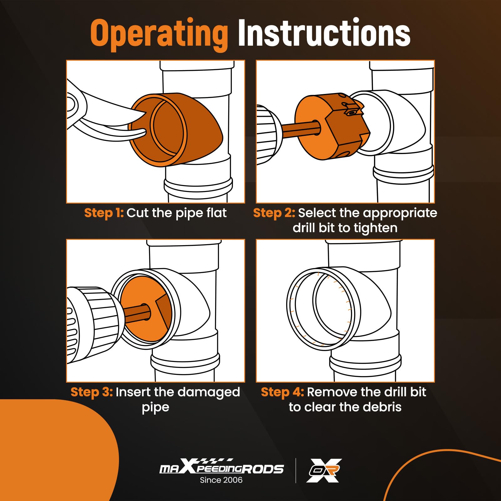 maXpeedingrods Kit de 7 escariadores de tubos de PVC con cabeza de aluminio de 3/4 pulgadas, 1 pulgada, 1-1/4 pulgadas, 1-1/2 pulgadas, 2 pulgadas, 3 pulgadas, 4 pulgadas, cabeza de aluminio, juego de