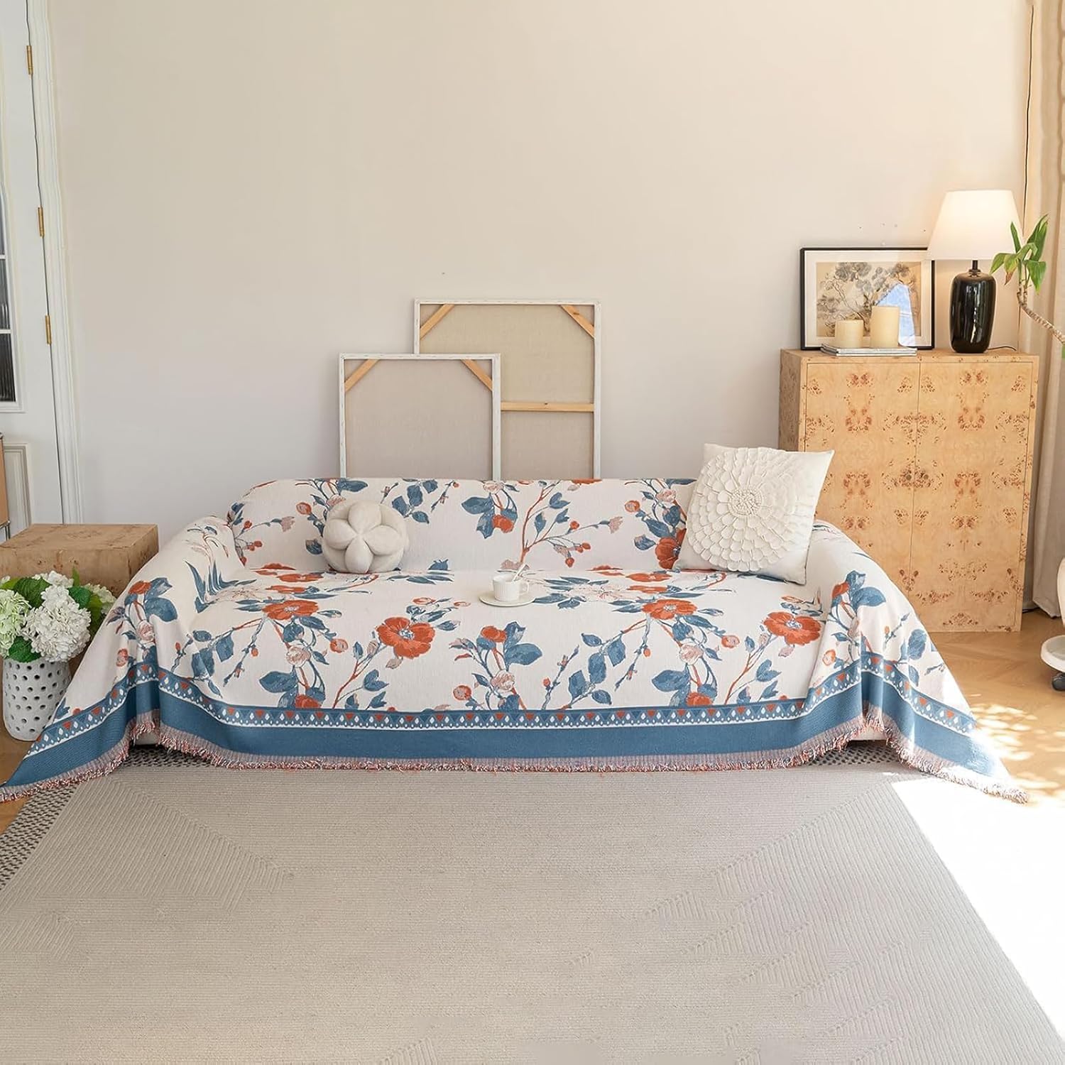 カウチカバーの自由ho放なソファーカバータッセル1〜4人の砂浜、洗える伸縮性のあるフィット、犬用家具プロテクターソファスリップカバー