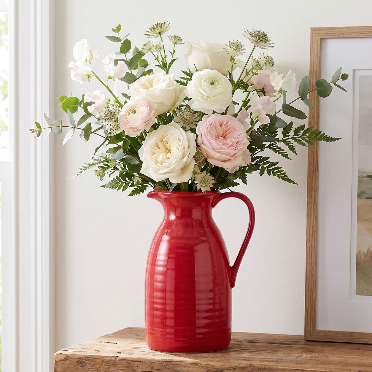Amazon.com: hjn hjn Farmhouse Pitcher Vase for Flowers- Ceramic