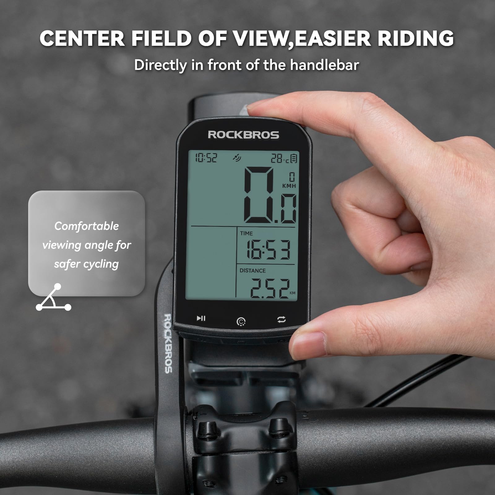 ROCKBROS Supporto per Computer Bici, Supporto per Bici Compatibile con Garmin, Wahoo, Bryton GPS Bike Computer Telecamere D'Azione e Luci Bicicletta, per Manubrio da Bicicletta 31,8 mm MTB Road Bike