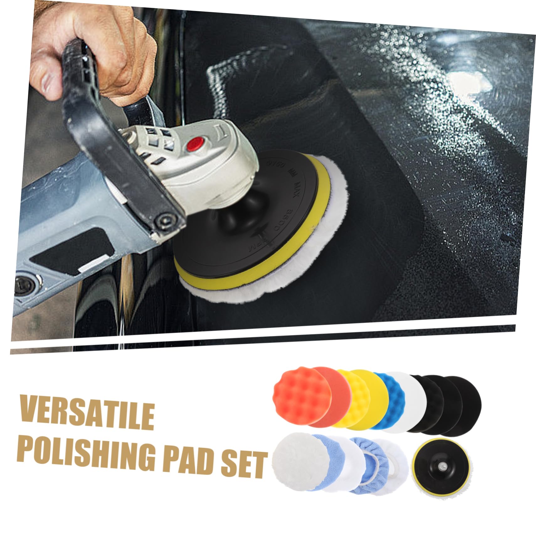 Kit 16 Pezzi Oxido De Cerio con Spugne Lucidanti per Auto e Mobili, Accessori per Lucidatrice con Attacco per Trapano in Abs e Acciaio Inox per Cera