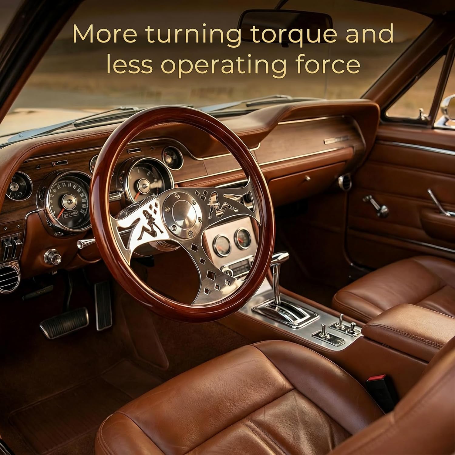 380MM 15" Wooden Steering Wheel with Horn Button Kit- Classic Wood Grain Steering Wheel