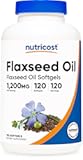 Nutricost Flaxseed Oil 1200mg, 120 softgels - GMO-Free, Gluten-Free