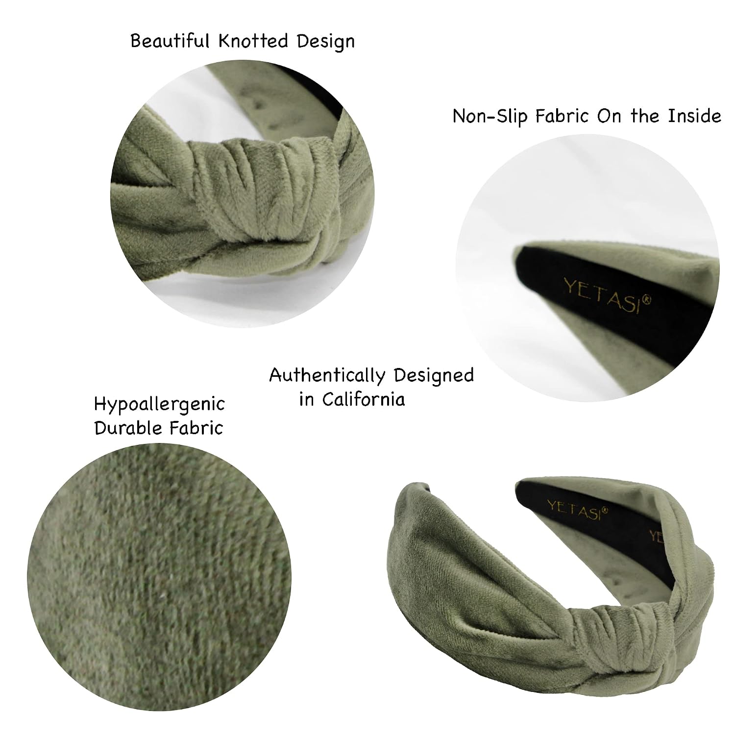 Sage Green Velvet Headbands for Women, Trendy Womens Headbands are Knotted Headband for Women's Hair, Cute Top Knot Fashion Designer Girls Head band