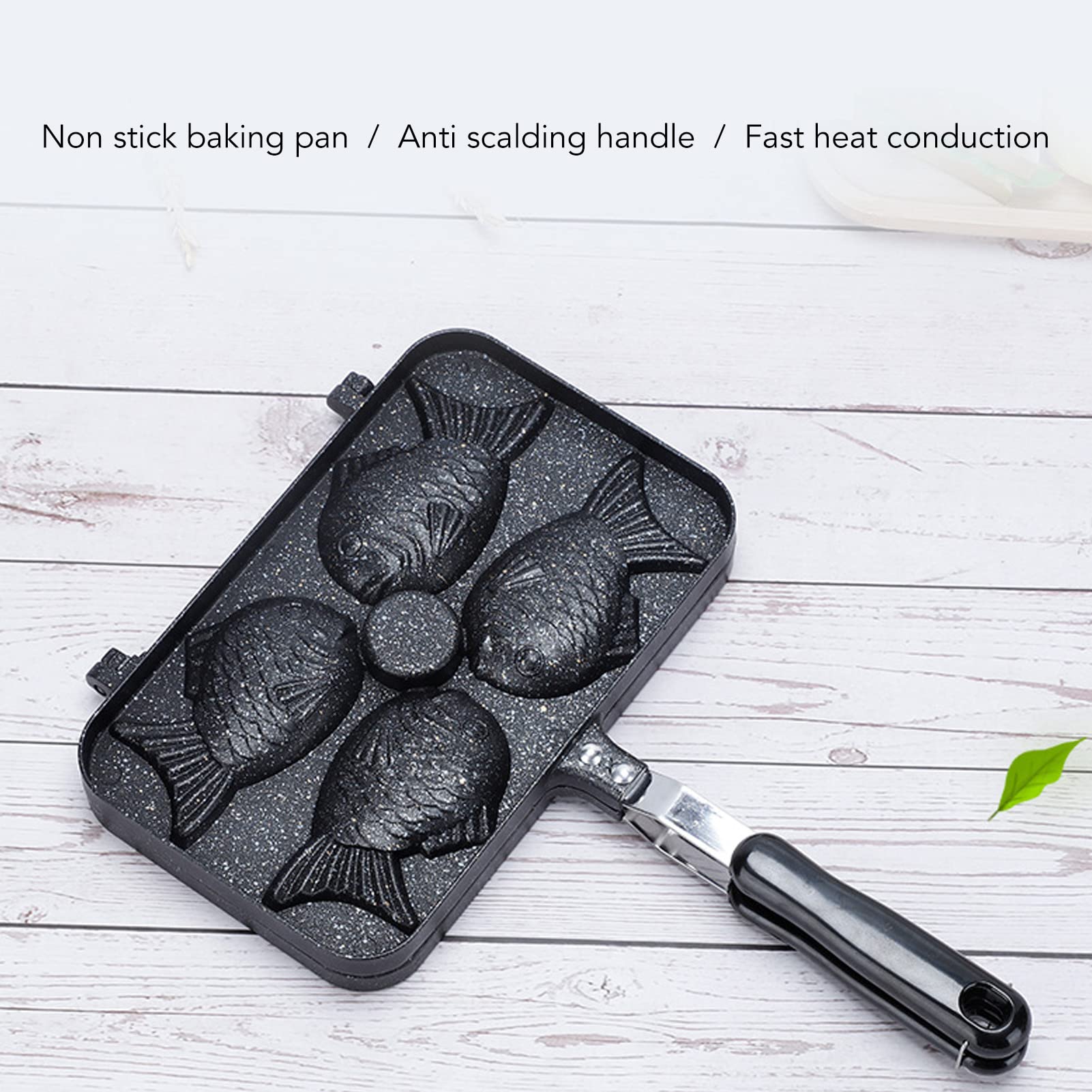 Generic Teglia per Waffle con 4 Griglie Antiaderenti e Manico Ergonomico per Riunioni di Famiglia e Picnic in Lega di Alluminio 14,5x24x3 Cm