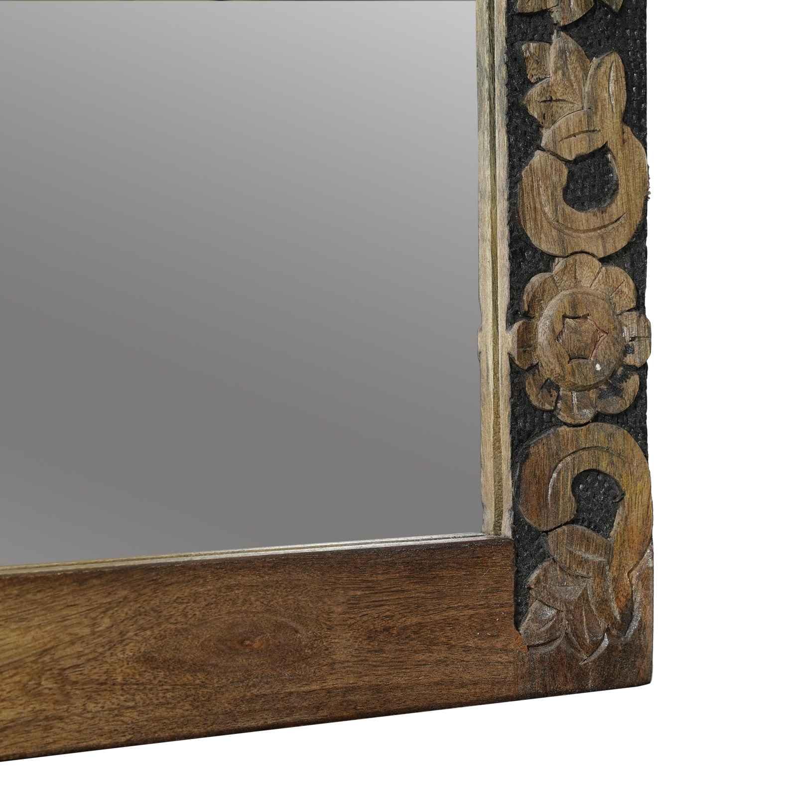 Fengshui Lustro ścienne orzech brązowy 70 x 50 cm materiał drewnopochodny szkło