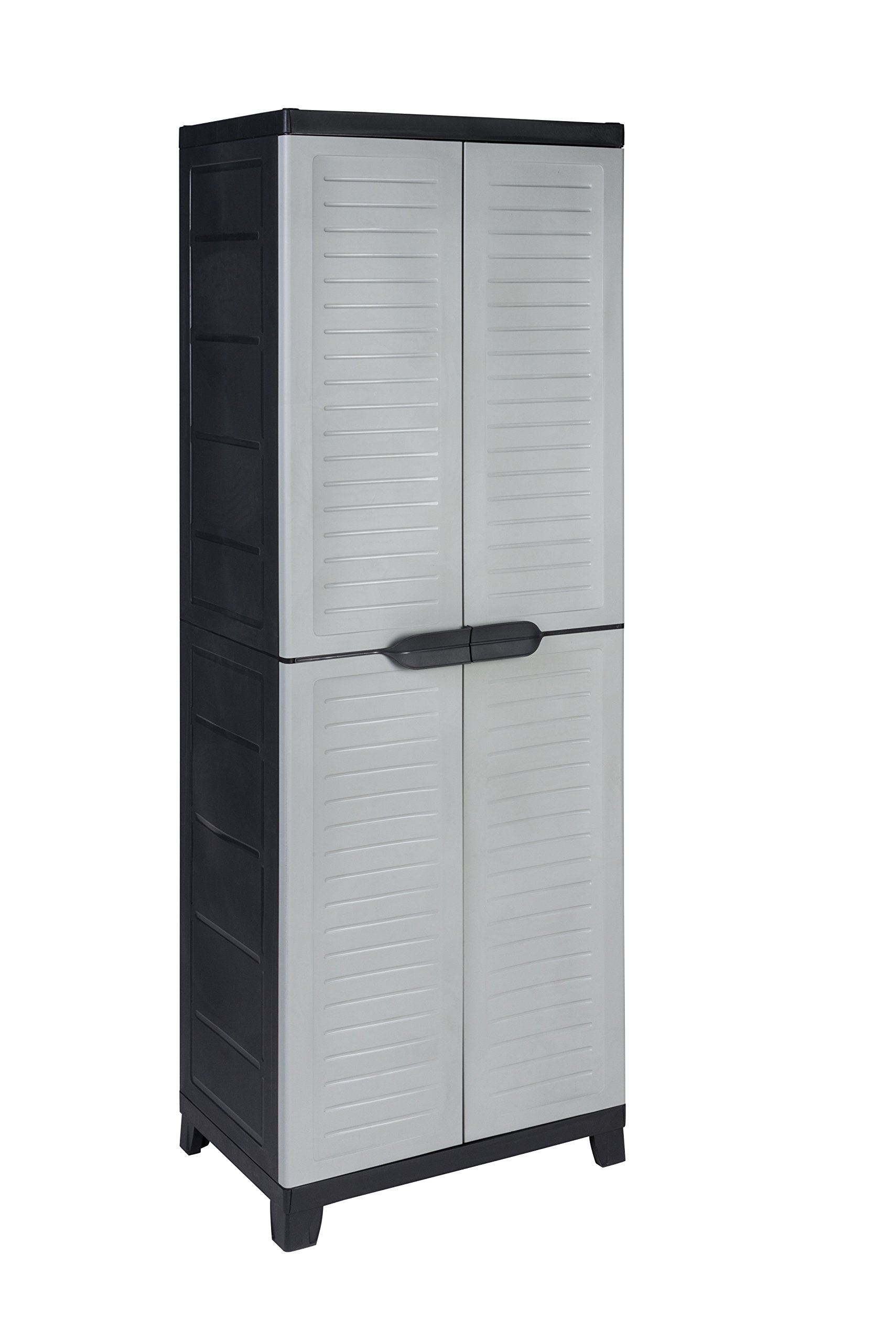 Kreher Kunststoffschrank 2er-Set mit 4 höhenverstellbaren Böden | Abschließbare Türen und standfeste Füße. Maße pro Schrank B x T x H 65 x 45 x 181 cm. Sehr stabil.