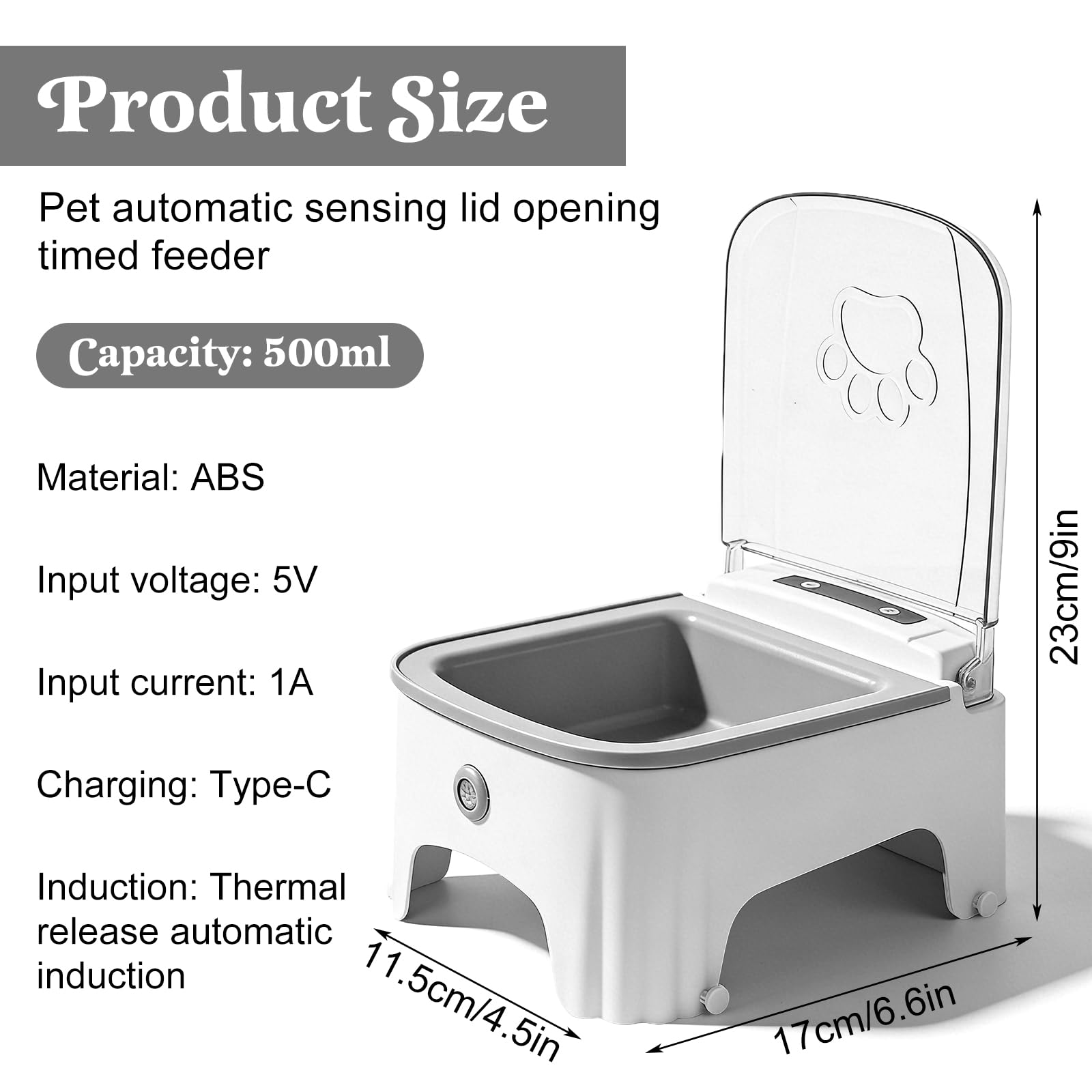 Automatischer Katzenfutterspender, Sensor-Katzenfutterspender, Zeitgesteuerte Haustierspender, Futterspender Katze Mit Intelligenter Infrarotsensor Ideal Für Katzen Und Haustiere (Gray)