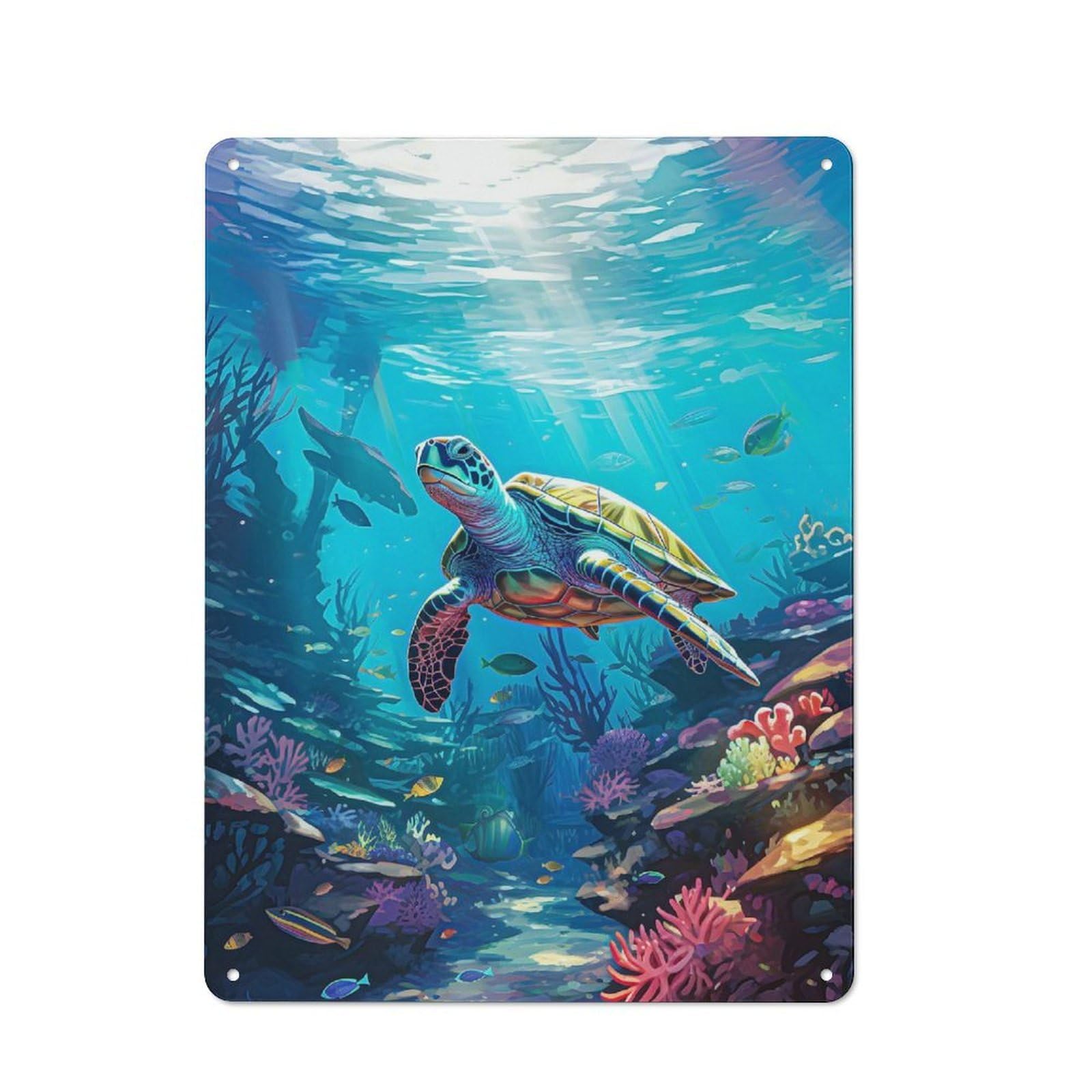 Junmoney Sea Turtle Animal Ocean Industrial-Style Metal Plaque 40X30cm For Hallway Wall, A Winter Wall Decor Update For Hallway Decor Lovers