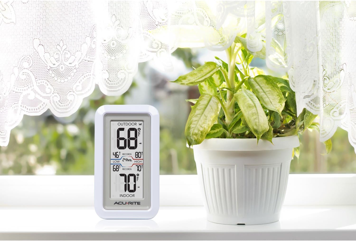 AcuRite 02049 Digital Thermometer with Indoor/Outdoor Temperature,White