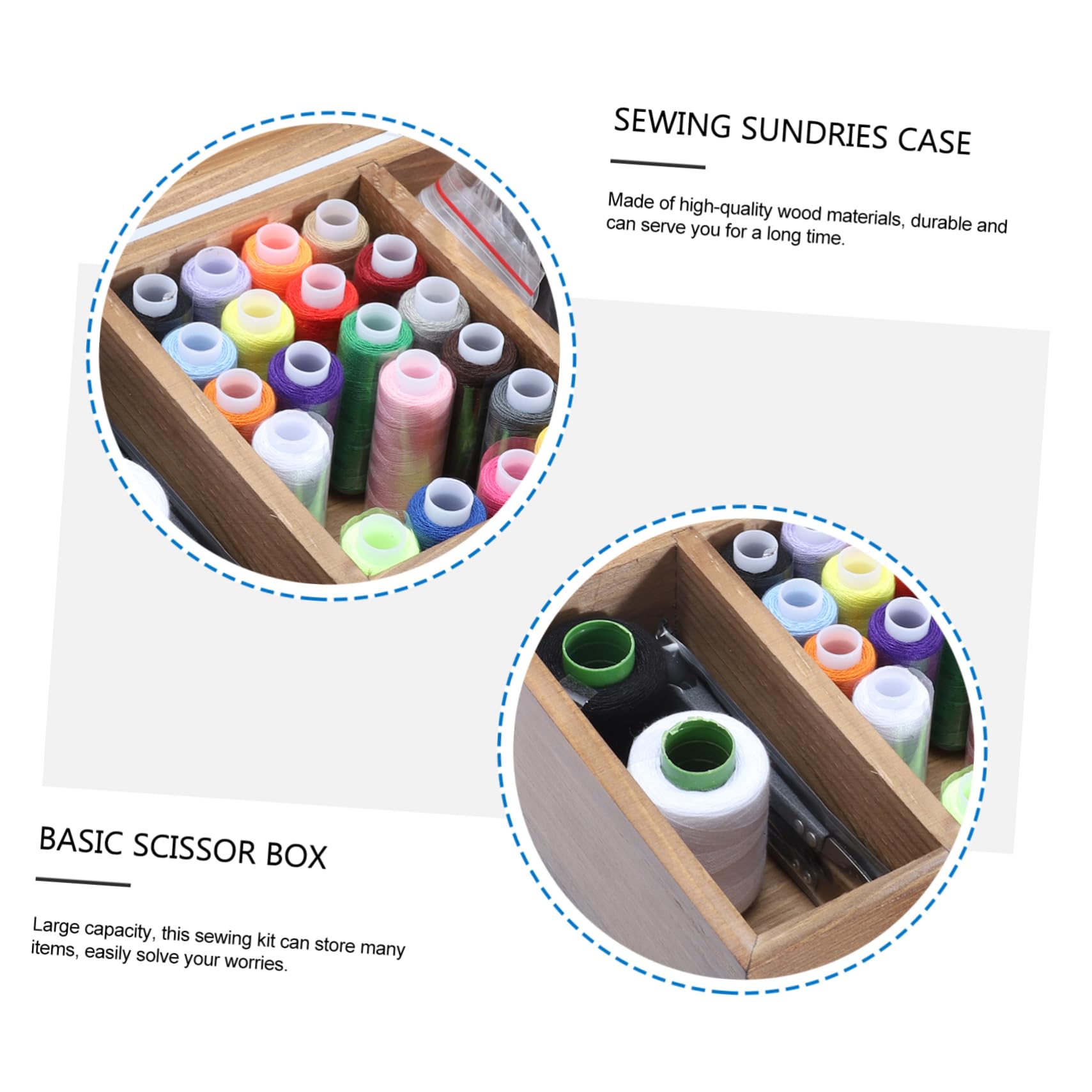 1set Scatola da Cucito Legno Pratica e Capiente con Kit Completo di Accessori Organizer Vintage per Hobbisti e Inizianti per Viaggi e Casa