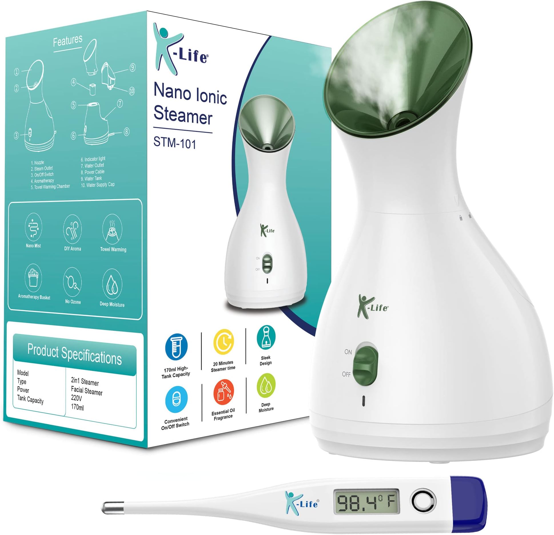 Pure Daily Care Pure Nano Ionic Upgraded Warm Mist Facial Steamer For