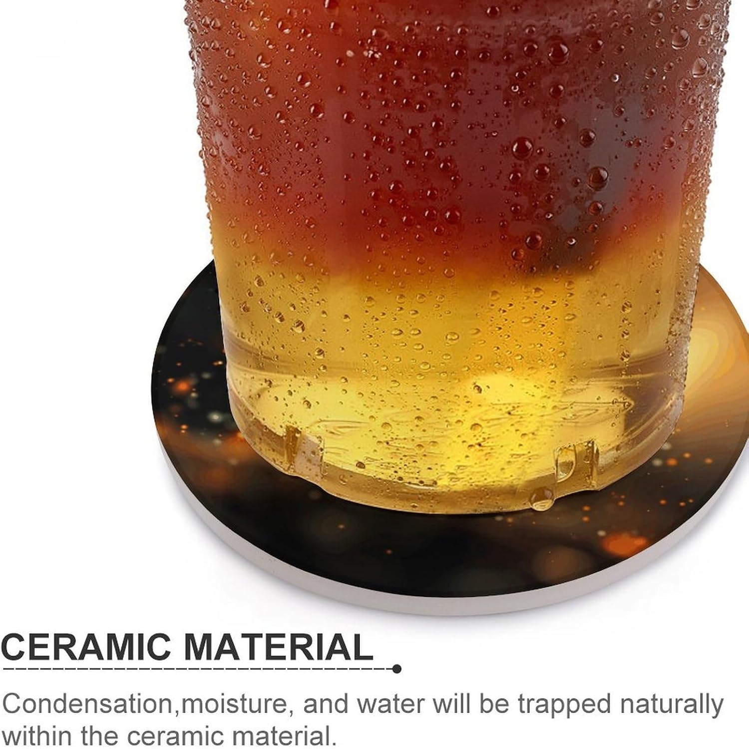 Orange Butterfly Coasters for Drinks Absorbing Round Ceramic Stone Coaster with Cork Base Coffee Cup Beverage Table Cup Mat Modern Style Bar Coaster Set for Home Decor