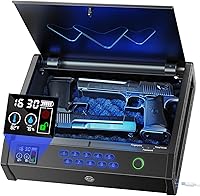 Vista 9 de Gun Safe, Biometric Gun Safes for Pistols with LCD Display of Temperature Humidity, Fingerprint Quick Access Pistol Safe Solid Handgun Safe