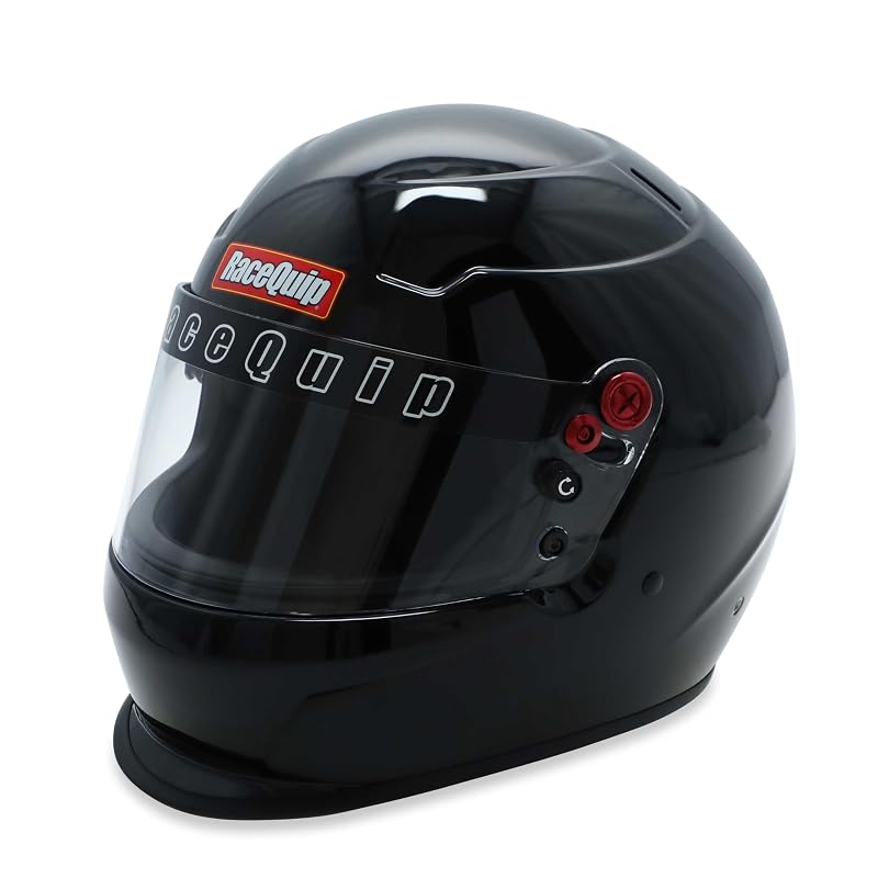 Capacete de Corrida Integral RaceQuip PRO25 Snell SA2025 com Viseira Transparente Preto Brilhante 2XL