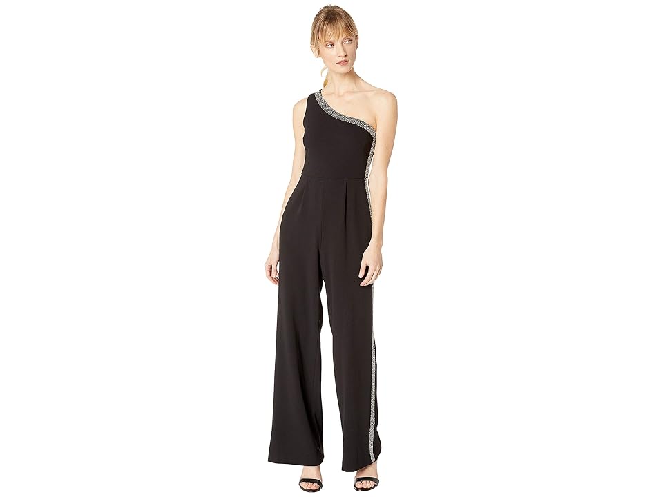 

Calvin Klein One Shoulder Embellished Neck and Side Pant Jumpsuit CD8C17YF (Black) Women's Jumpsuit & Rompers One Piece