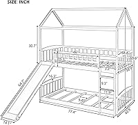 Vista 2 de Marco de litera con tobogán, no necesita somier, gris, individual sobre individual
