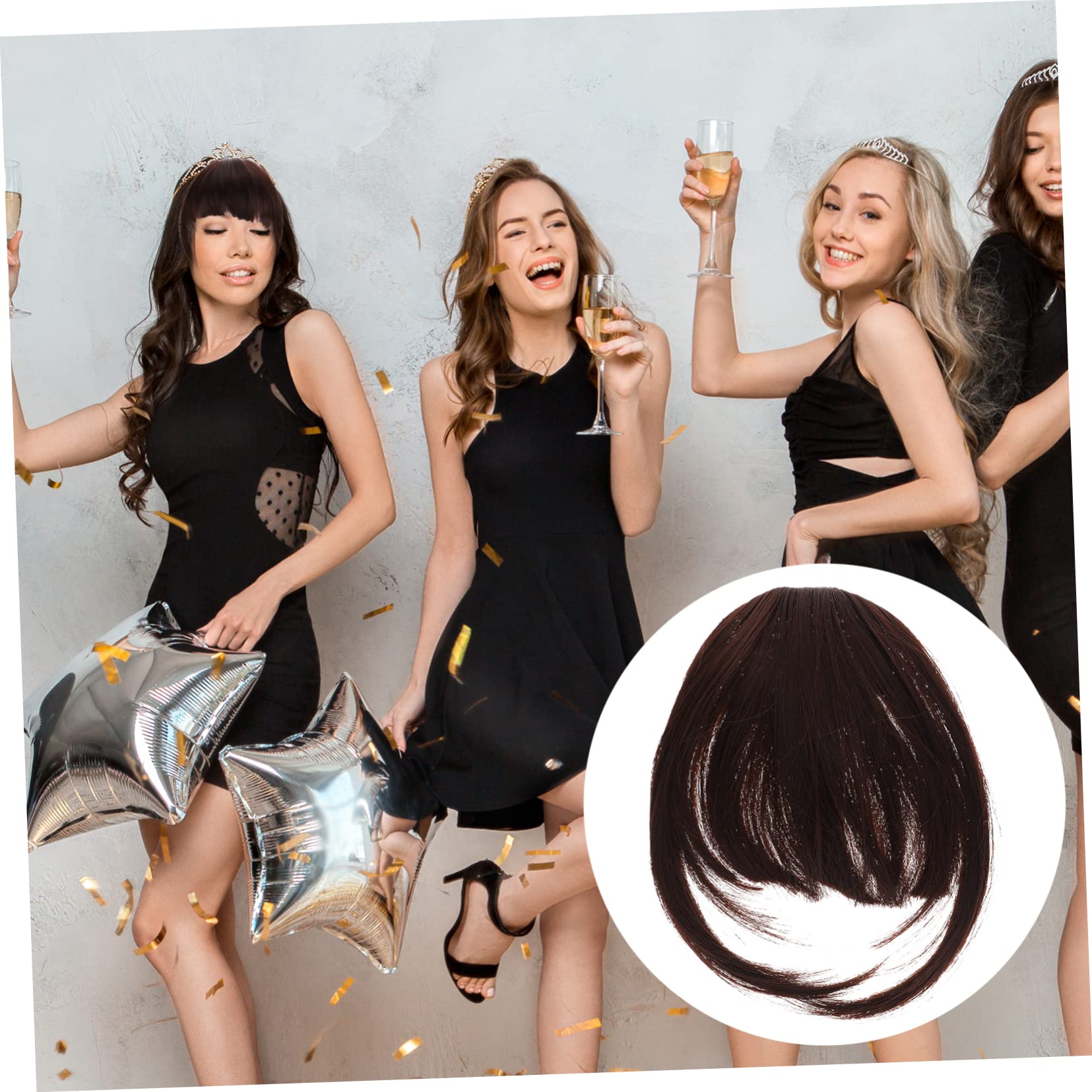 MAGICLULU 4piezas Clip De Flequillo Postizo Para Mujer Extensión De Cabello Natural Diseño Lifelike Accesorio De Moda Para y De Usar y